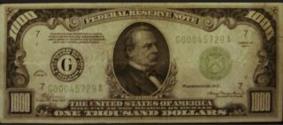 1000 One Thousand Dollar Bill Old Currency Note Chicago Illinois Cerculated