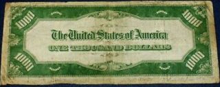 1000 ONE THOUSAND DOLLAR BILL OLD CURRENCY NOTE Chicago Illinois Cerculated 2