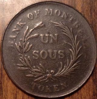 1836 " Br.  714 " Lower Canada " Bank Of Montreal " Token Un Sous In