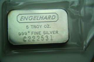 5 Troy Oz Engelhard Silver.  999 Fine Bar - C Series