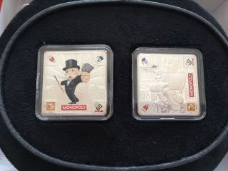 Monopoly 2x1 Oz Silver Coin Set.  Zealand Co.