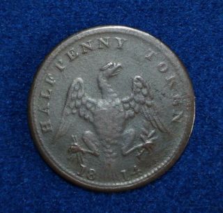 Rare 1814 Lower Canada Eagle Half Penny Token