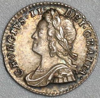 1756 George Ii Penny Great Britain Silver Almost Uncirculated Coin (19021703r)