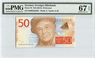 Sweden Nd (2015) P - 70 Pmg Gem Unc 67 Epq 50 Kronor