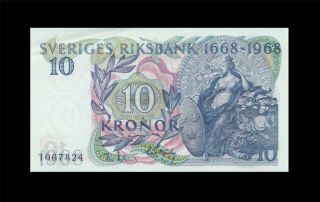 1968 Bank Of Sweden 10 Kronor ( (gem Unc))