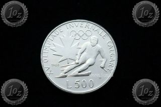 San Marino 500 Lire 1988 (calgary Olympics) Silver Comm.  Coin (km 216) Unc