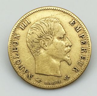 1858 A - FRANCE (5) Francs Gold Coin 