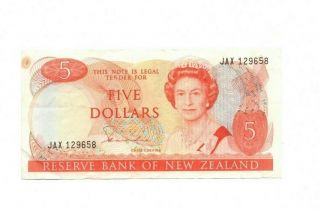Bank Of Zealand 5 Dollars 1981 - 1985 Vf