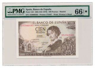 Spain Banknote 100 Pesetas 1970.  Pmg Ms - 66 Epq