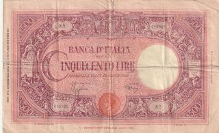Italy 500 Lire Banknote 1943 P.  70a Good