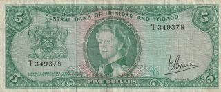 Trinidad & Tobago 5 Dollars Banknote Nd (1964 -) P.  27c Fine