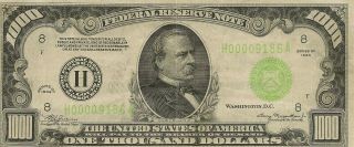 1934 St.  Louis (h) Federal Reserve Note $1000 Thousand Dollar Bill,  Ungraded