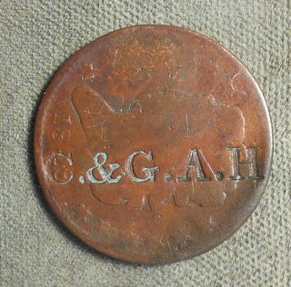 Counterstamp: C.  & G.  A.  H.  C/s On 1828 Half Cent,  Brunk C - 20,  Early
