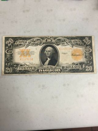 Series 1922 $20 Dollar Gold Large Bank Note