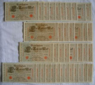 38 X 1000 Mark From German Land 1910,  With Consecutive Identification Number