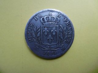 France 5 francs 1814 M silver coin with king Louis XVIII 2