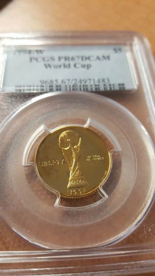 1994 - W $5 Proof Gold Coin World Cup Soccer - Pcgs Pr67 Dcam