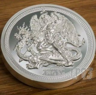 2017 2 Oz Proof Silver Isle Of Man 1 Angel Piedfort Coin.