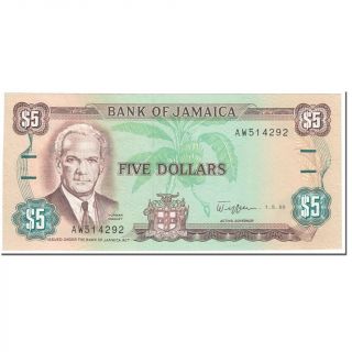 [ 602499] Banknote,  Jamaica,  5 Dollars,  1989,  1989 - 05 - 01,  Km:70c,  Unc (65 - 70)