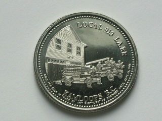 Kamloops Bc Canada 1984 Trade Dollar Token With Historic Fire Engines & Hall