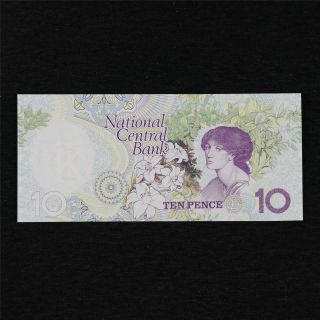 Test Note Komori Of Janpan,  National Central Bank,  10 Pence,  Blue Unc