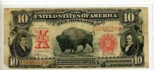 1901 Series Ten Dollar U.  S.  Note Lewis & Clark $10 Buffalo Blanket Bill 794