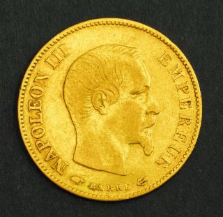 1859,  France (2nd Empire),  Napoleon Iii.  Gold 10 Francs Coin.  3.  19gm