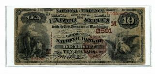 1882 Ten Dollar National Bank Note - Commercial Nat Bank Of Detroit Michigan B.  B