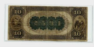1882 TEN DOLLAR NATIONAL BANK NOTE - COMMERCIAL NAT BANK OF DETROIT MICHIGAN B.  B 3