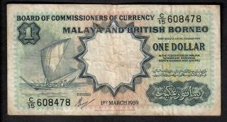 1 Dollar From Malaya And British Borneo 1959