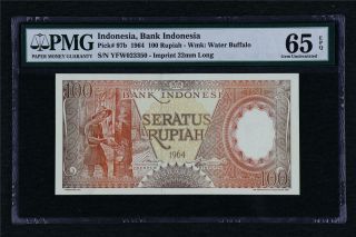 1964 Indonesia Bank Indonesia 100 Rupiah Pick 97b Pmg 65 Epq Gem Unc
