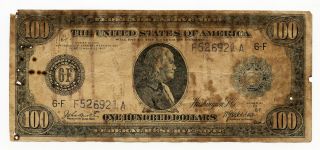1914 Us $100 Dollars Banknote Counterfeit Stamped In Havana