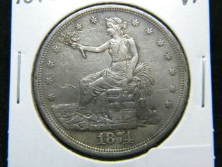 1874 - CC Trade Dollar VF Tough Date 2
