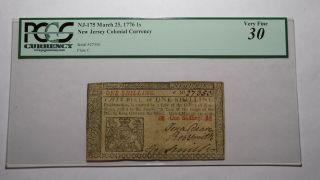 $1 1776 Jersey Nj Colonial Currency Note Bill One Shilling Burlington Pcgs