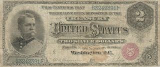 1886 $2 Ornate Back Hancock Silver Certificate Fr 240