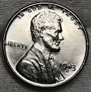 1943 - D Lincoln Steel Cent Penny Brilliant Uncirculated