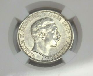 1905A 2M GERMANY 2 MARK Prussia Prussian NGC AU58 AU 58 Certified Graded Coin 3