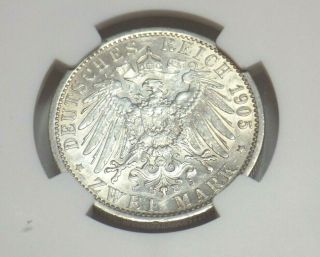 1905A 2M GERMANY 2 MARK Prussia Prussian NGC AU58 AU 58 Certified Graded Coin 4