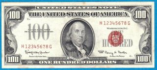 MEGA RARITY SPECIMEN NOTE 12345678 1966 $100 RED SEAL United States Note 2