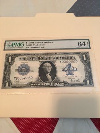 1923 One Dollar Bill Silver Certificate Fr238 Graded 64 I Paid $220.  00 For This