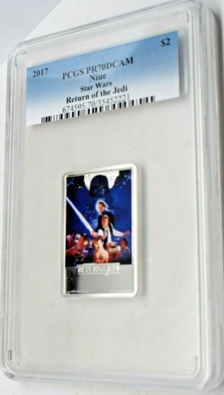 2017 Niue 1 Oz Silver $2 Dollars Star Wars Return Of The Jedi Poster Pr70dcam