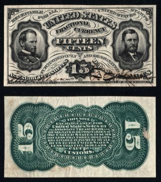 Fr 1275/1272 3rd Issue 15 Cents Fractional Currency Glued Pair - Vf