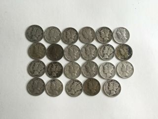 $2.  30 Face Value Of 23 1940 Mercury Dimes - 90 Junk Silver