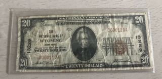 1929 $20 Federal Reserve Bank Of Wyoming,  Ny National Bank Note
