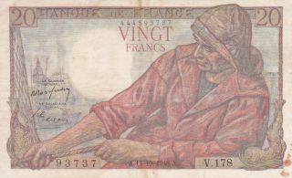 20 Francs Fine Banknote From German Occupied France 1948 Pick - 100