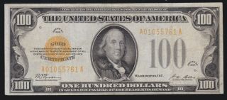 Us 1928 $100 Gold Certificate Fr 2405 Vf - Xf (761)