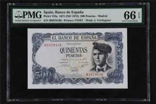 1971 Spain Banco De Espana 500 Pesetas Pick 153a Pmg 66 Epq Gem Unc