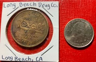 Long Beach Drug Co 1915 Era Good Luck Swastika Advertising Token California CA 3