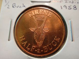 1958 Buck Island British Virgin Islands 1/2 Buck Coin - S&h Usa