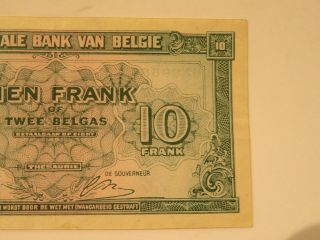 1943 BANQUE NATIONALE DE BELGIQUE 10 DIX FRANCS BELGIUM CURRENCY (95) 3